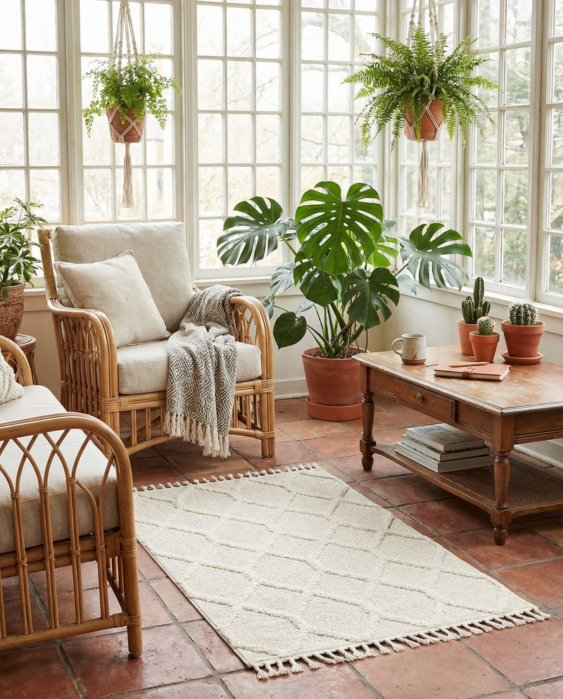 Sahara Chic Collection Area Rug -  Tuareg Rectangle Ivory  lifestyle 22