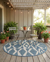 Coastal Terrace Collection Area Rug -  Tidepool Round Blue  lifestyle 53