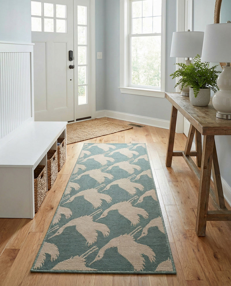 Seaside Haven Rugs Collection Area Rug -  Pelican Runner Stone Blue  lifestyle 48
