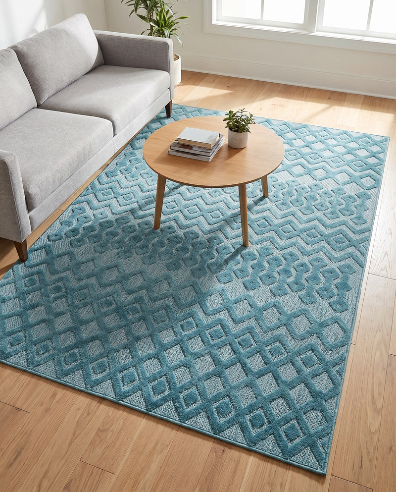 Garden Lattice Charm Collection Area Rug -  Pergola (Aqua) Rectangle Aqua  lifestyle 21