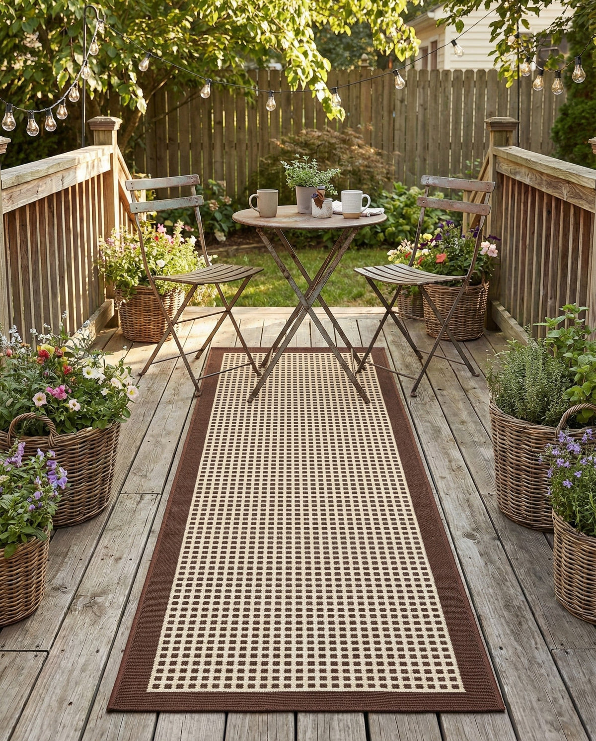 Terrace Fringe Collection Area Rug - Oceanside Runner Brown  lifestyle 71