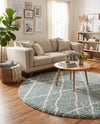 Cozy Haven Shag Collection Area Rug - Serenity (Sage Green) Round Sage Green  lifestyle 32