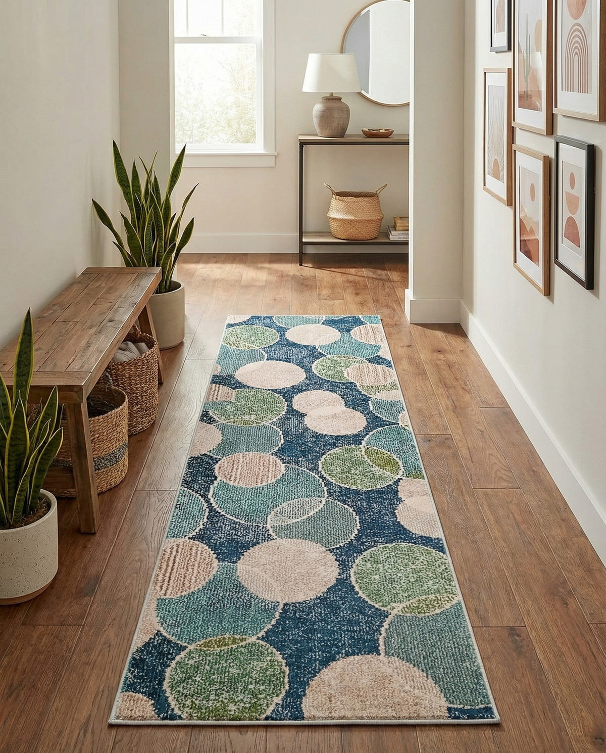 Chromatic Oasis Collection Area Rug -  Zephyr Runner Navy Blue  lifestyle 111