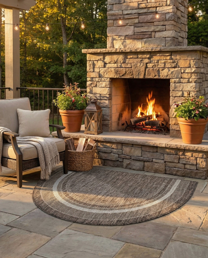 Terrace Fringe Collection Area Rug - Veranda (Brown) Hearth Brown  lifestyle 58