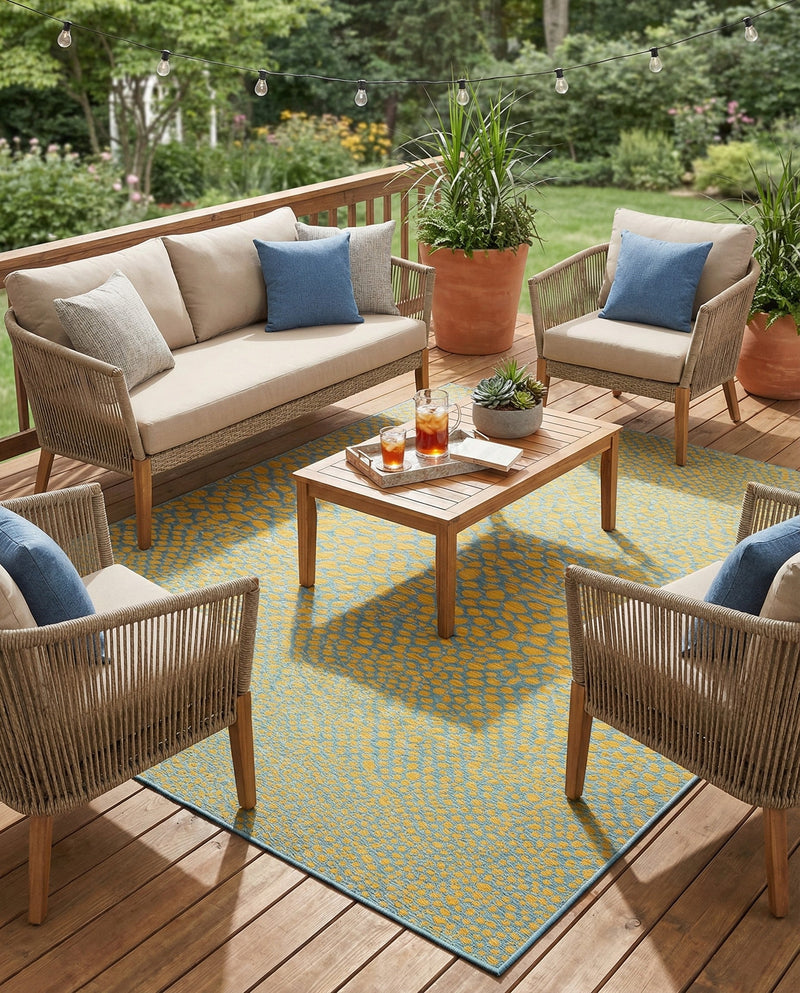 Urban Oasis Rugs Collection Area Rug -  Terrace (Yellow and Aqua) Square Yellow and Aqua  lifestyle 48