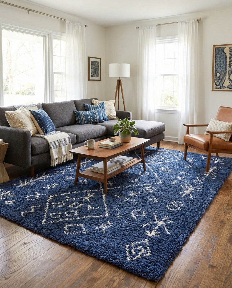 Casablanca Comfort Collection Area Rug - Sahara Rectangle Navy Blue  lifestyle 10