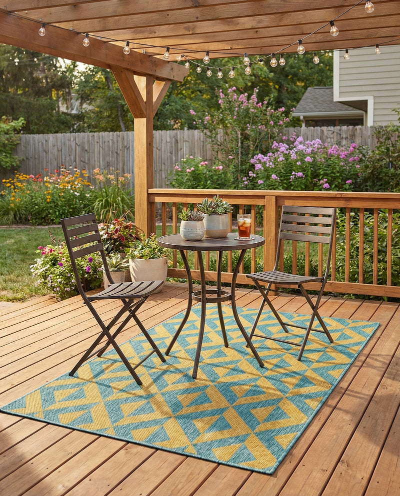 Urban Oasis Rugs Collection Area Rug -  Highrise (Yellow and Aqua) Rectangle Yellow and Aqua  lifestyle 14