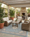 Patio Heritage Collection Area Rug -  Bower Rectangle Blue  lifestyle 30