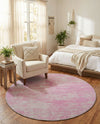 Sahara Essence Collection Area Rug - Oasis (Pink) Round Pink  lifestyle 32