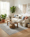 Thar Cotton Collection Area Rug - Jaisalmer (Light Gray) Square Light Gray  lifestyle 65