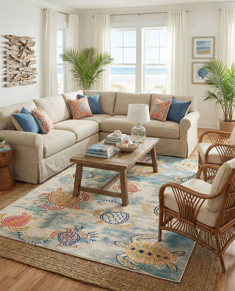 Sorrento Shores Collection Area Rug -  Massa Rectangle Beige  lifestyle 7