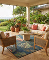 Coastal Terrace Collection Area Rug - Seabreeze Square Navy Blue  lifestyle 44