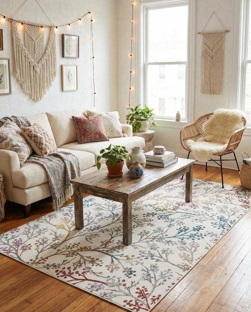 Meadow Breeze Collection Area Rug -  Sunbeam Rectangle Ivory  lifestyle 14