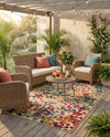 Outdoor Marrakesh Collection Area Rug -  Oujda Rectangle Multi  lifestyle 16