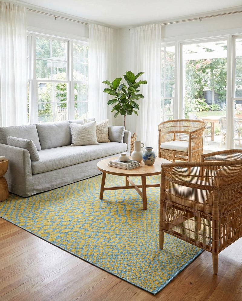 Urban Oasis Rugs Collection Area Rug -  Terrace (Yellow and Aqua) Square Yellow and Aqua  lifestyle 45