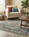 Savannah Soiree Collection Area Rug - Serengeti (Blue) Square Blue  lifestyle 48