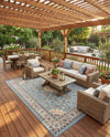 Patio Heritage Collection Area Rug -  Bower Rectangle Blue  lifestyle 31