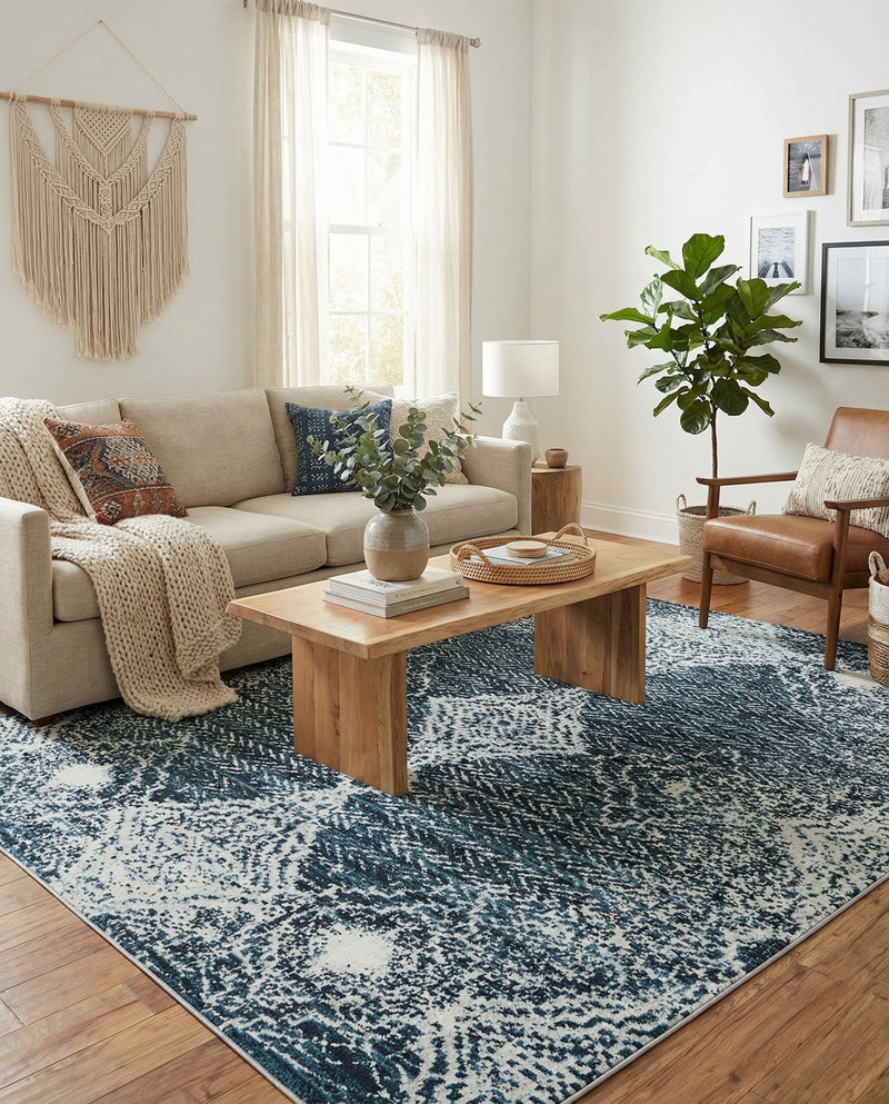 Aegean Elegance Washables Collection Area Rug -  Naxos Rectangle Navy Blue  lifestyle 25