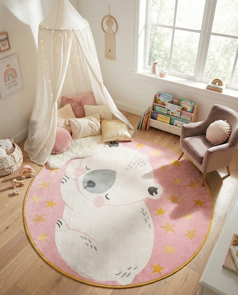 Wonder Tykes Collection Area Rug -  Jovial Round Pink  lifestyle 9