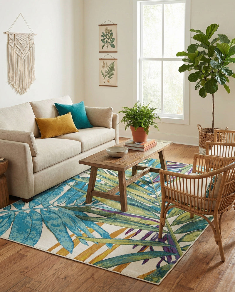 Seaside Blooms Collection Area Rug -  Arcadia Rectangle Multi  lifestyle 29