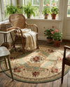 Versailles Elegance Collection Area Rug -  Louveciennes (Green) Round Green  lifestyle 87