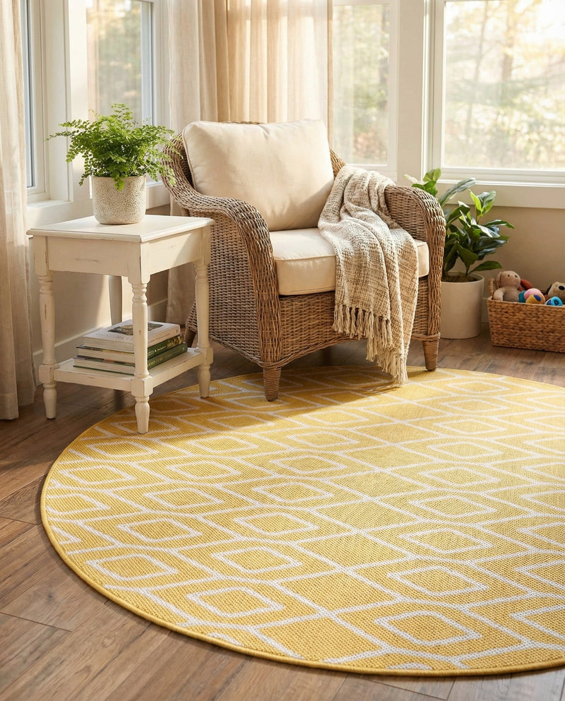 Urban Oasis Rugs Collection Area Rug -  Boulevard (Yellow Ivory) Round Yellow Ivory  lifestyle 18