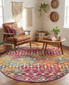 Mediterranean Lattice Collection Area Rug - Santorini (Multi) Round Multi  lifestyle 38