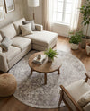 Cambridge Classics Collection Area Rug -  Magdalene (Gray) Round Gray  lifestyle 62
