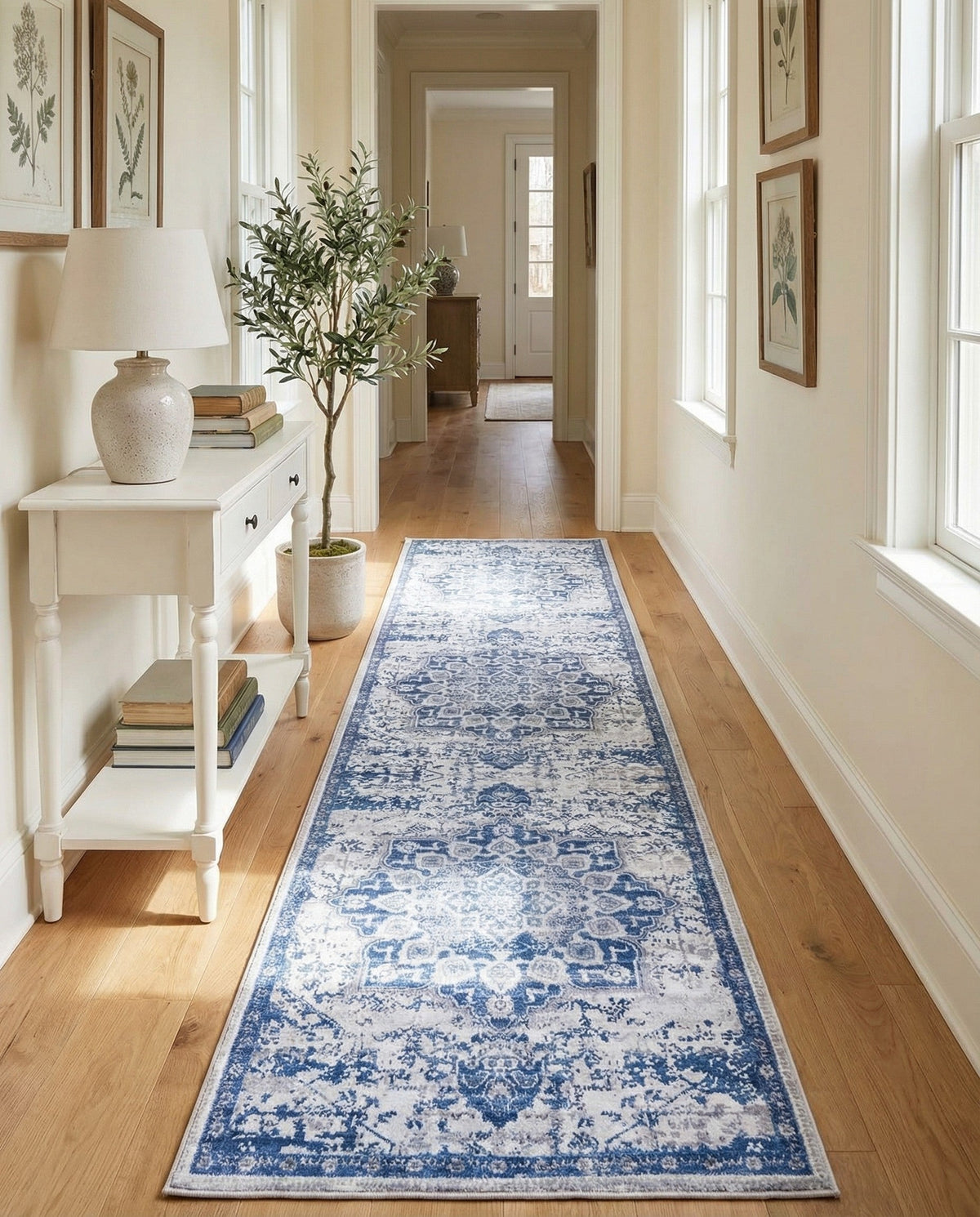 Baroque Era Collection Area Rug - Versailles (Gray Blue) Runner Gray Blue  lifestyle 59