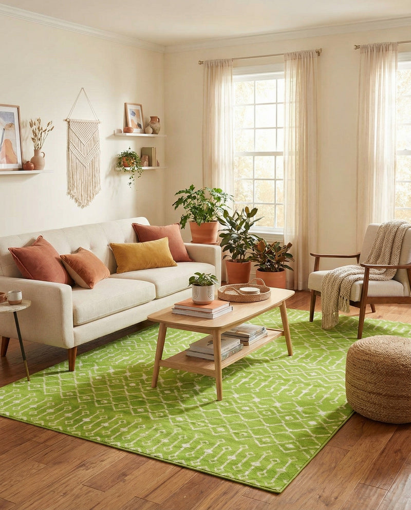 Marrakech Lattice Collection Area Rug - Medina (Green) Rectangle Green  lifestyle 6