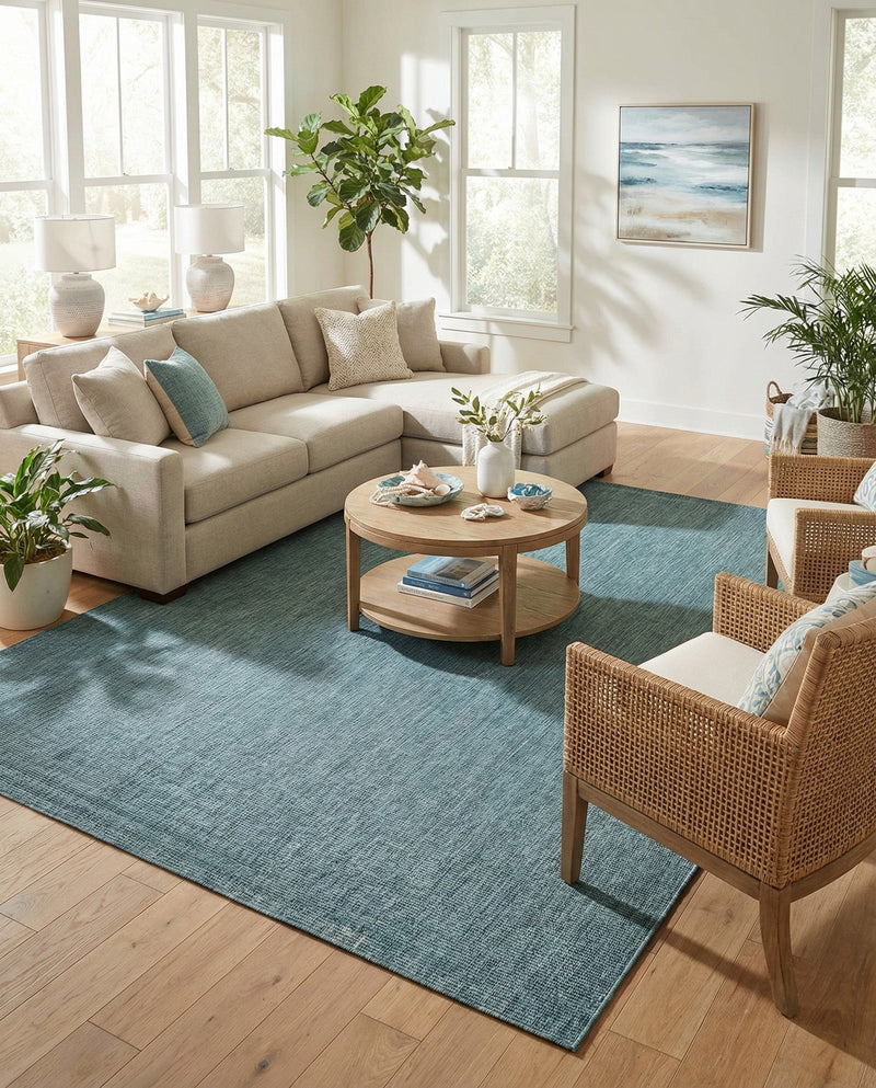 Seaside Serenity Collection Area Rug - Veranda (Teal) Rectangle Teal  lifestyle 26