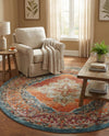 Savannah Soiree Collection Area Rug - Serengeti (Rust Red) Round Rust Red  lifestyle 50