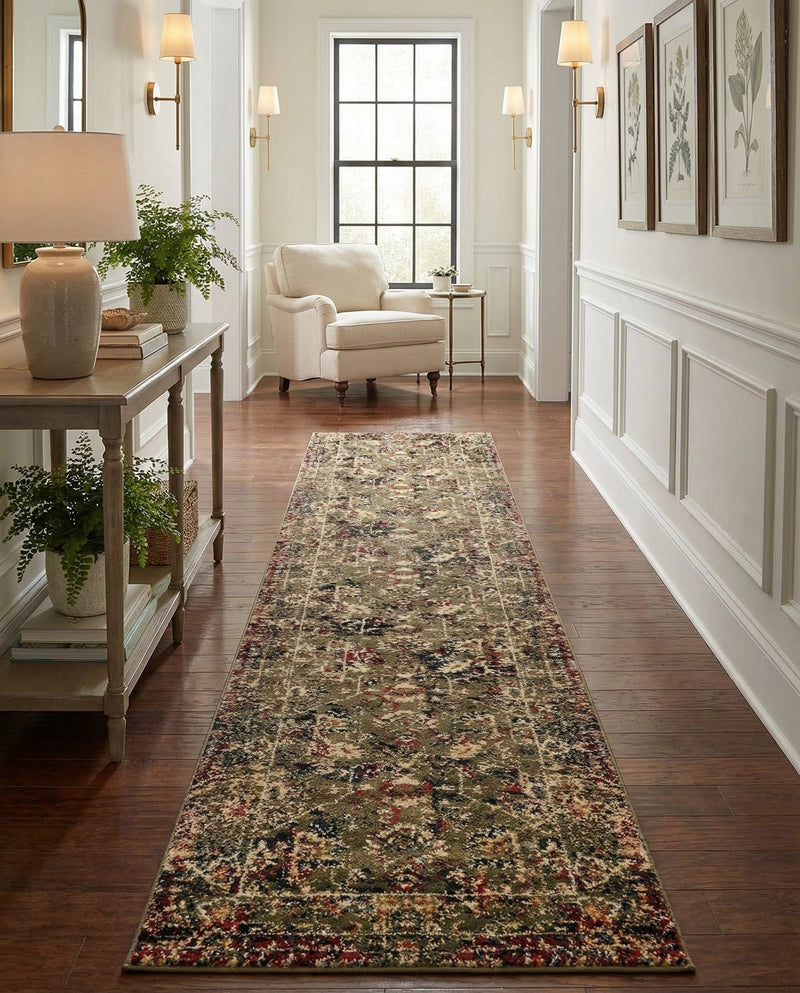 Neptune Elegance Collection Area Rug -  Galatea (Green) Runner Green  lifestyle 57