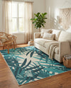 Seaside Blooms Collection Area Rug -  Provence Rectangle Teal blue  lifestyle 6