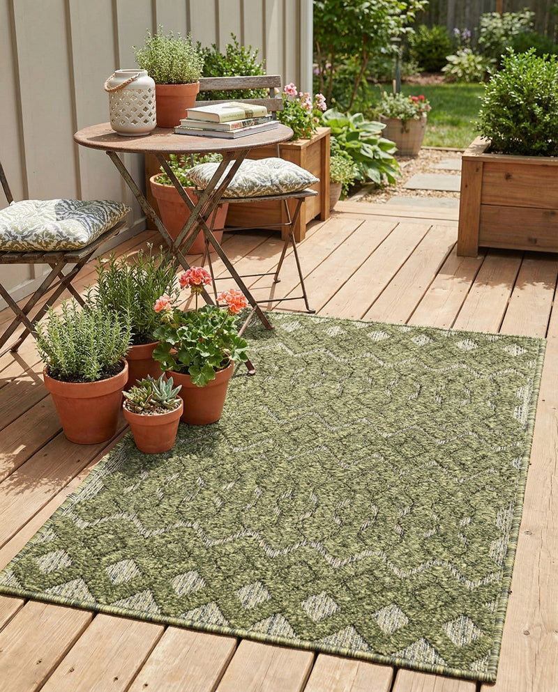 Garden Lattice Charm Collection Area Rug -  Pergola (Green) Rectangle Green  lifestyle 4