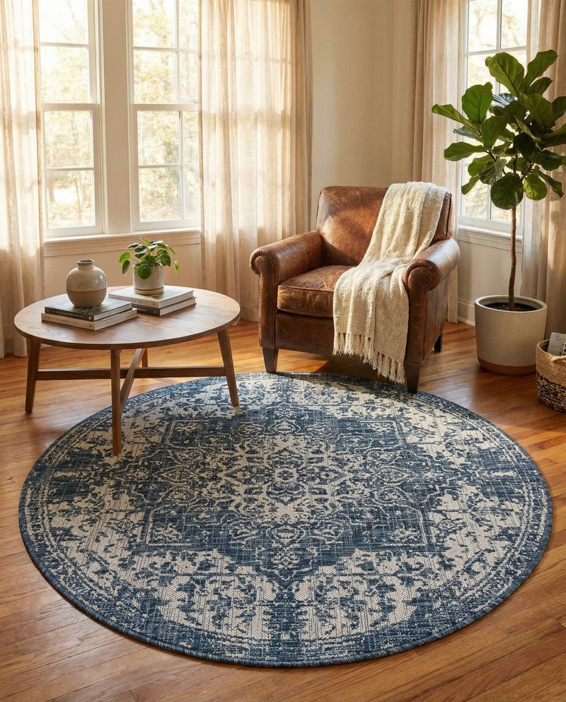 Urban Oasis Rugs Collection Area Rug -  Penthouse (Blue) Round Blue  lifestyle 37