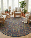 Coastal Terrace Collection Area Rug -  Lagoon Round Multi  lifestyle 79
