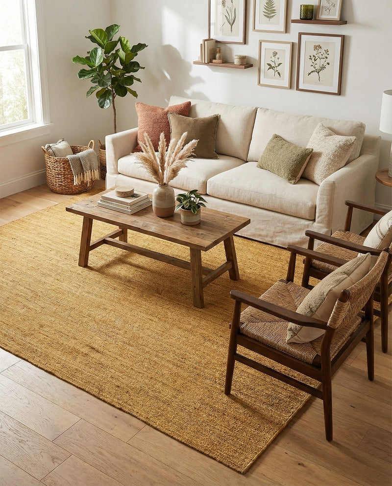 Woven Seaside Jute Collection Area Rug - Savannah (Yellow) Rectangle Yellow  lifestyle 21