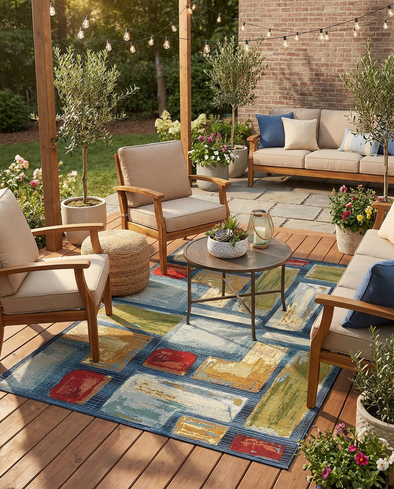 Urban Terrace Collection Area Rug -  Portico Rectangle Multi  lifestyle 9