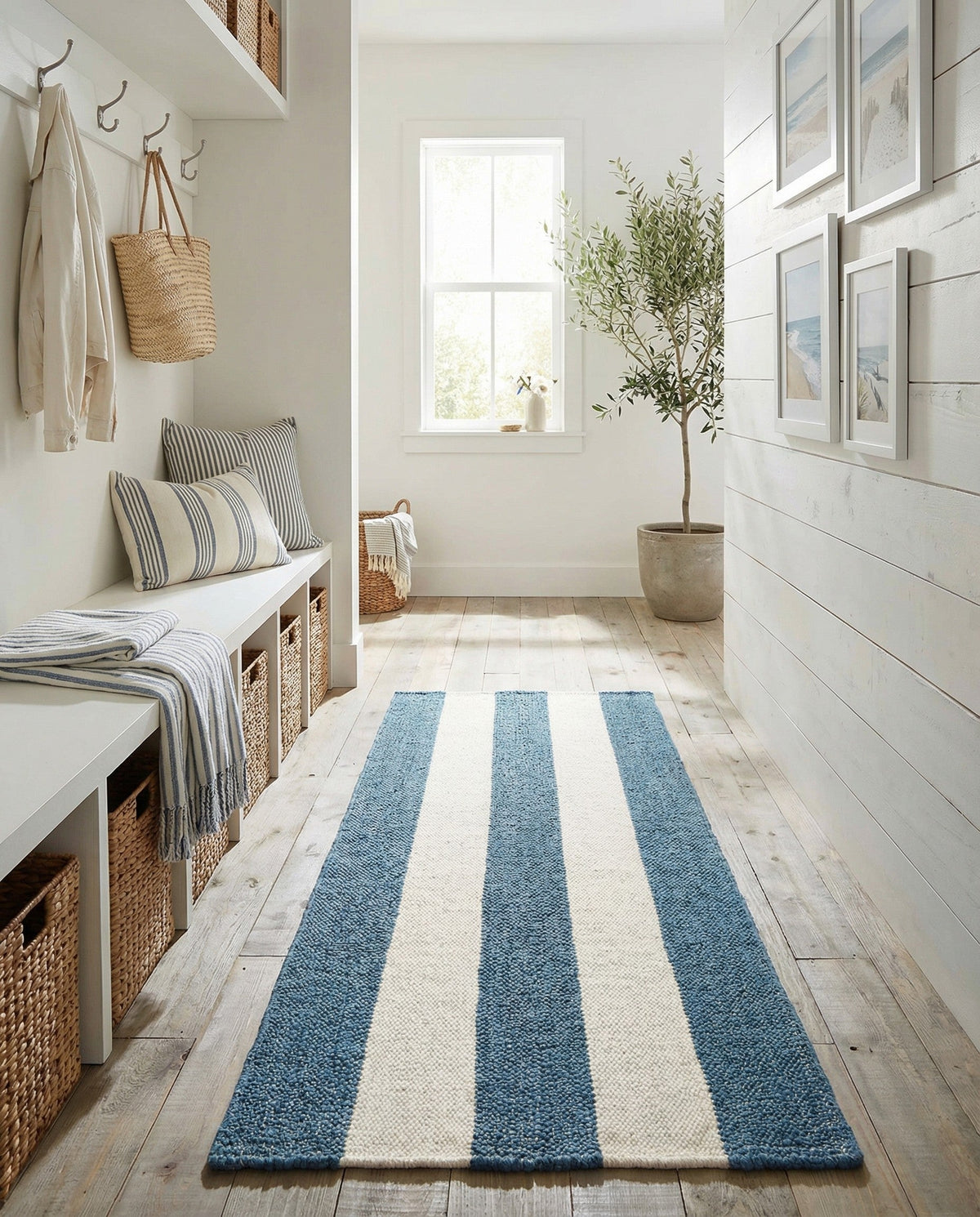 Martha's Vineyard Blueprints Collection Area Rug - Edgartown Runner Sky blue  lifestyle 190