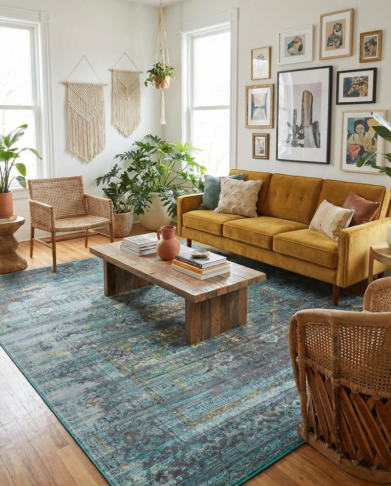 Caribbean Breeze Collection Area Rug -  Martinique Rectangle Turquoise  lifestyle 5