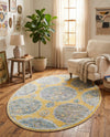 Arcadia Rugs Collection Area Rug -  Atlantis (Yellow) Oval Yellow  lifestyle 70