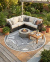 Patio Heritage Collection Area Rug -  Asheville Round White and Black  lifestyle 76