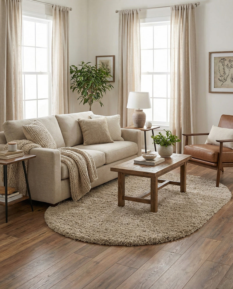 Alpine Plush Collection Area Rug -  Cortina (Linen) Oval Linen  lifestyle 31