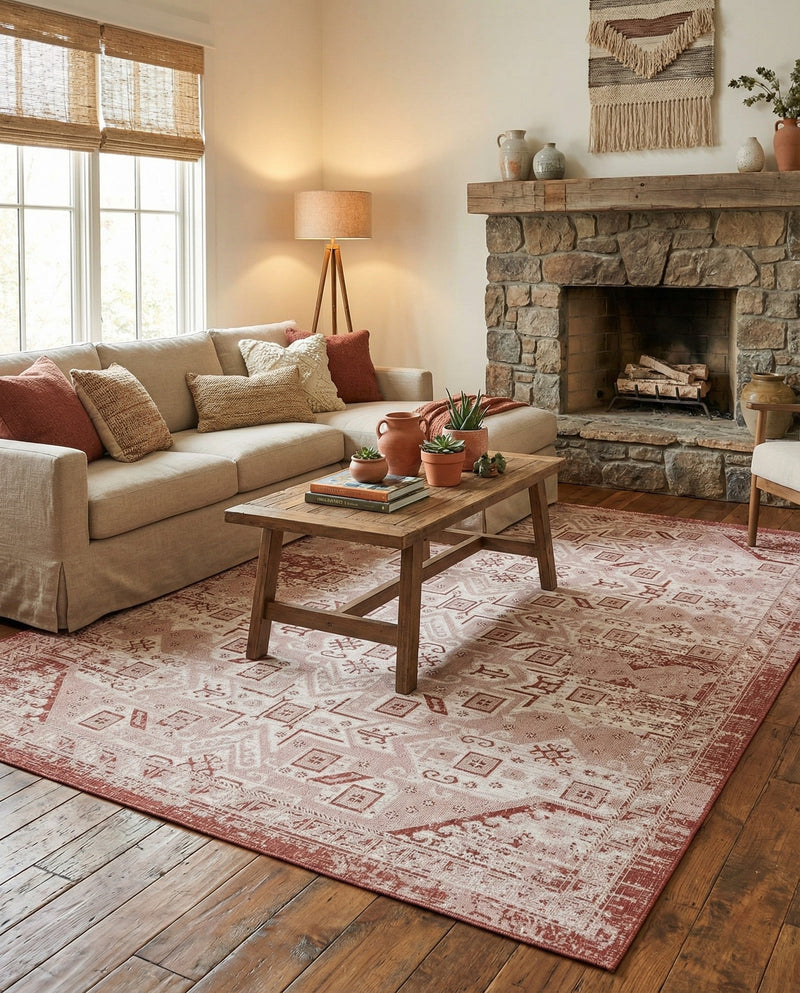 Tribal Terrace Treasures Collection Area Rug - Mayan Marina (Rust Red) Rectangle Rust Red  lifestyle 32