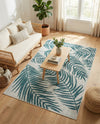 Seaside Blooms Collection Area Rug - Verdure (Teal Ivory) Rectangle Teal Ivory  lifestyle 9