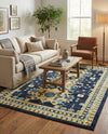 Tabriz Tapestries Collection Area Rug - Azerbaijan (Navy Blue) Rectangle Navy Blue  lifestyle 5