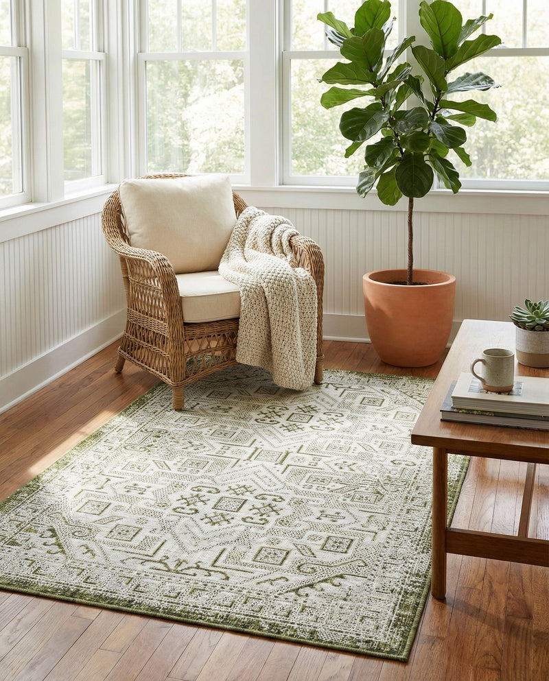 Tribal Terrace Treasures Collection Area Rug - Mayan Marina (Green) Rectangle Green  lifestyle 16