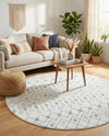 Mediterranean Lattice Collection Area Rug - Santorini (Ivory and Gray) Round Ivory and Gray  lifestyle 69