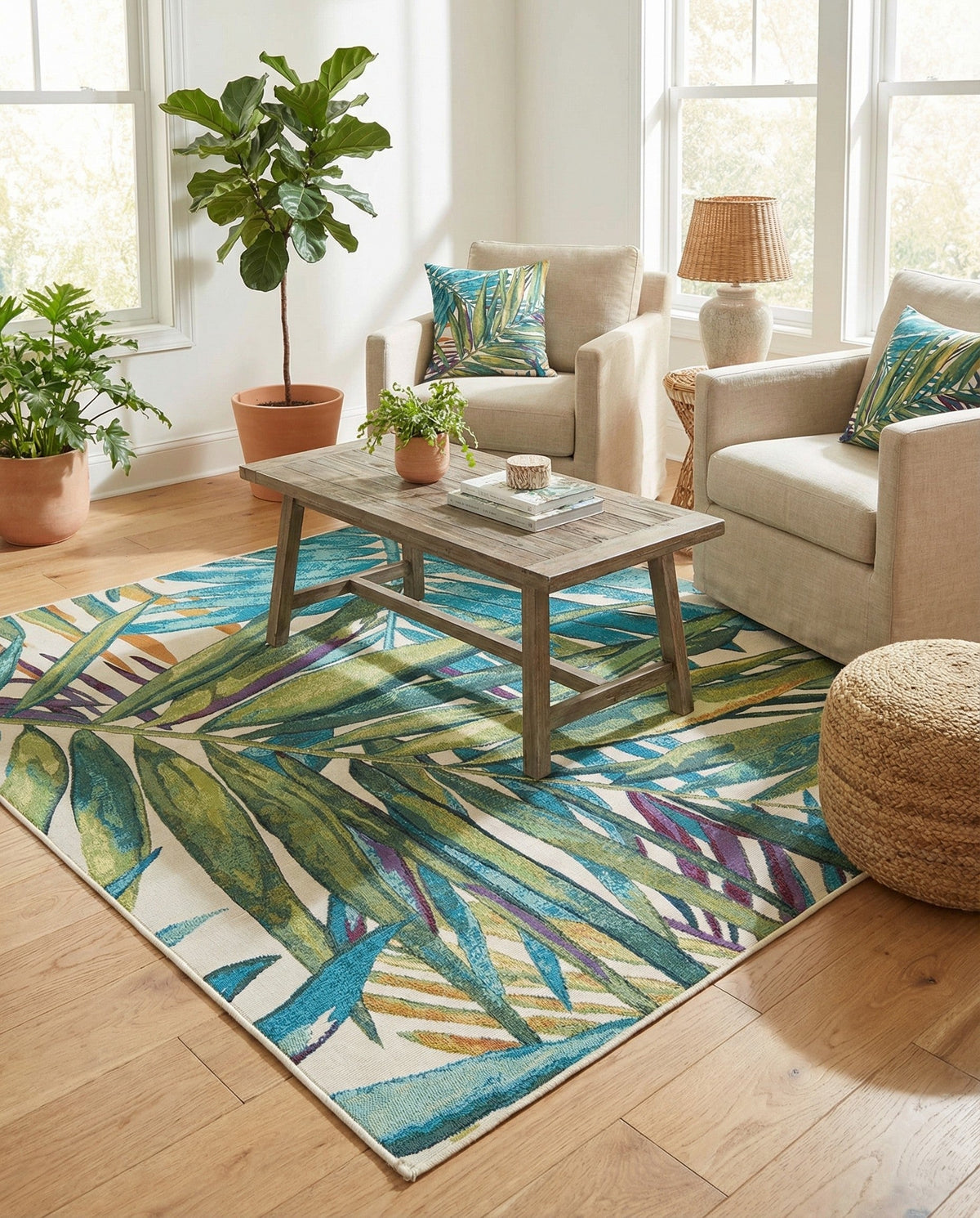 Seaside Blooms Collection Area Rug -  Arcadia Square Multi  lifestyle 95